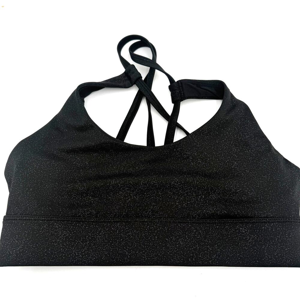 Zyia Active Shimmery Black Halter Strappy Sports Bra Size Medium